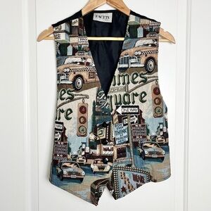 Vintage Facets by Mirrors City Street Life Tapestry Adjustable Vest - Size Large
